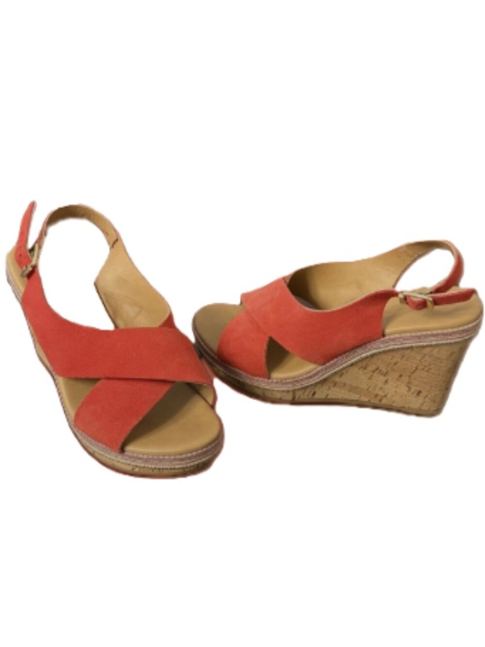 A. Giannetti Red Suede Crisscross Slingback Wedge Sandals